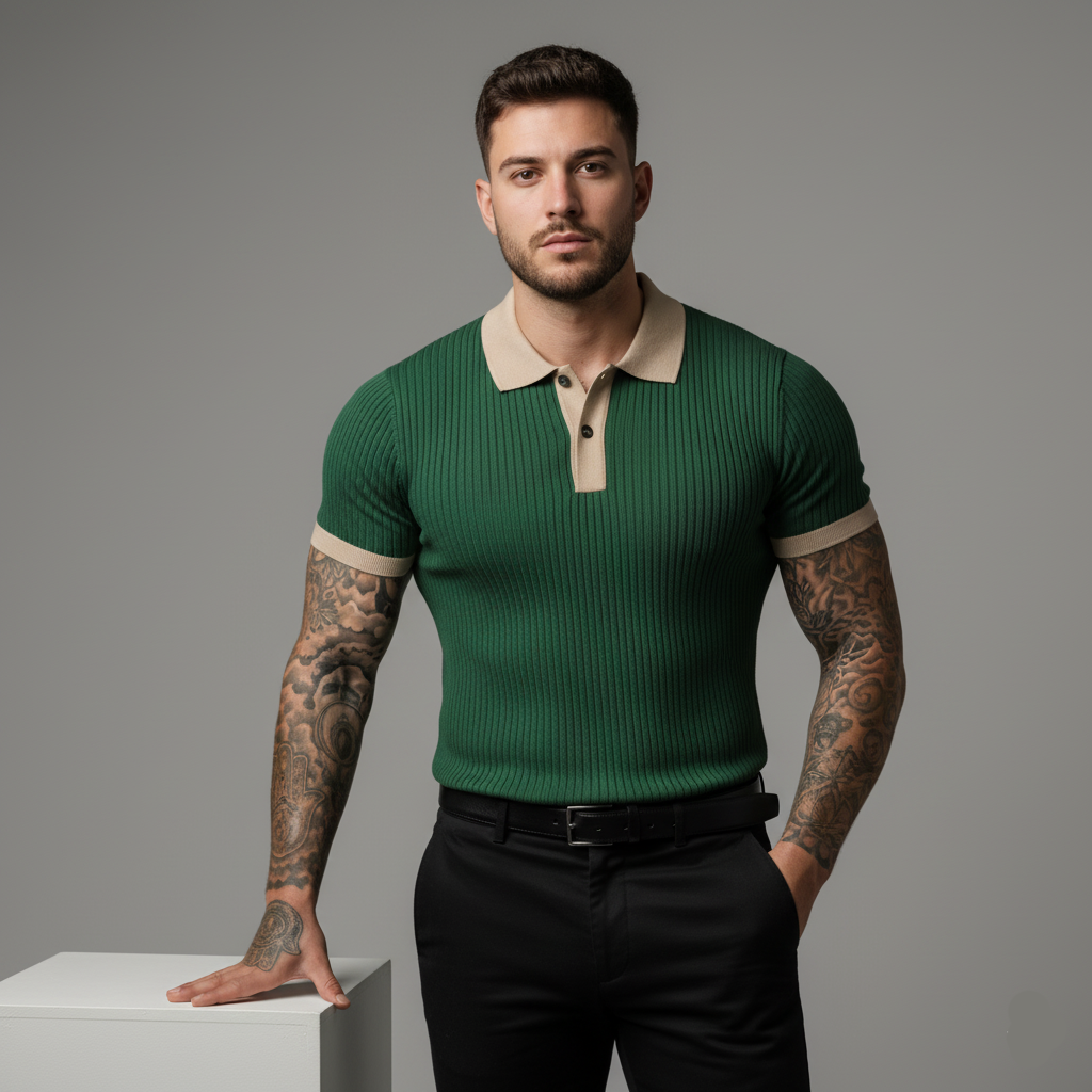 Camiseta tricot gola polo masculino