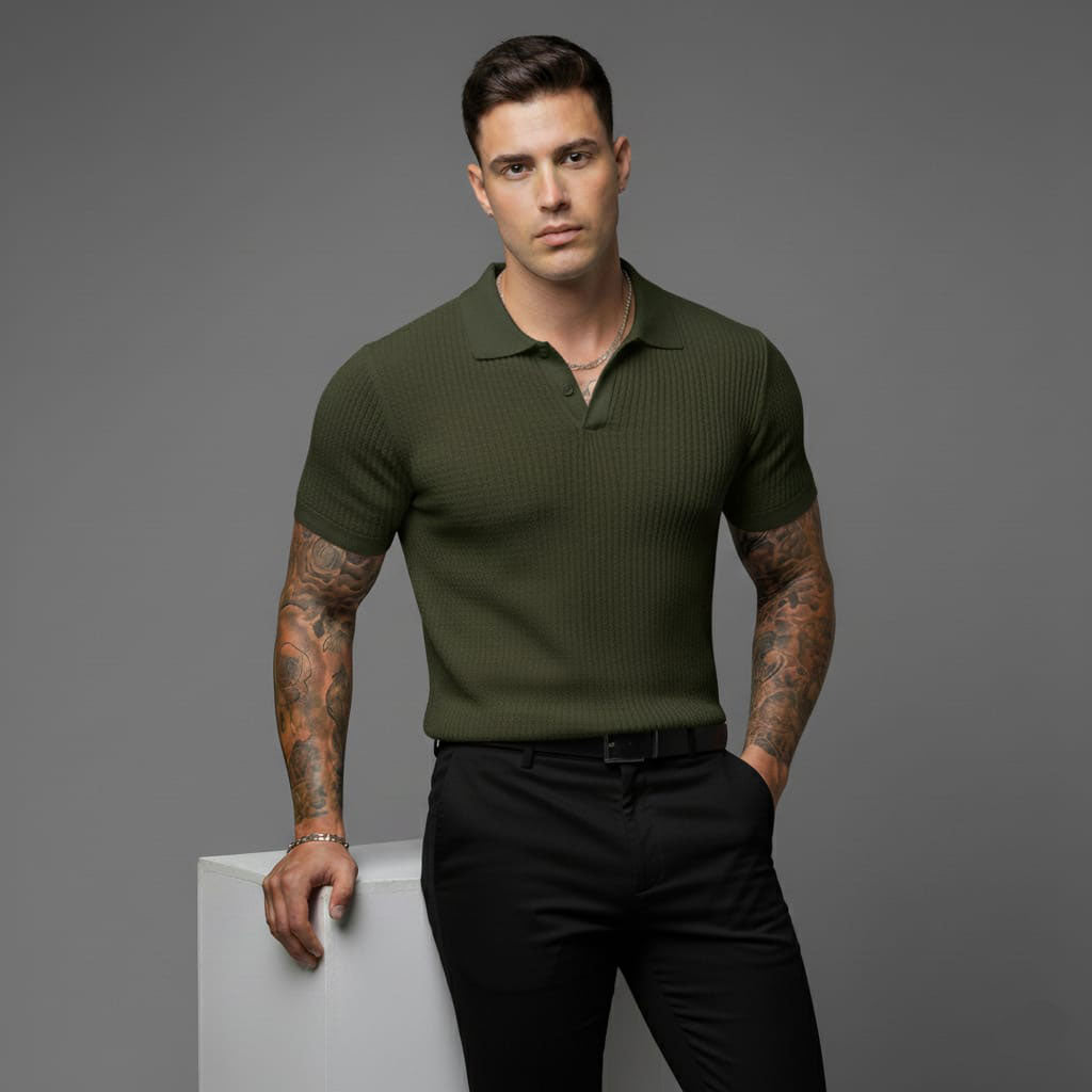 Camiseta polo canelado premium old money