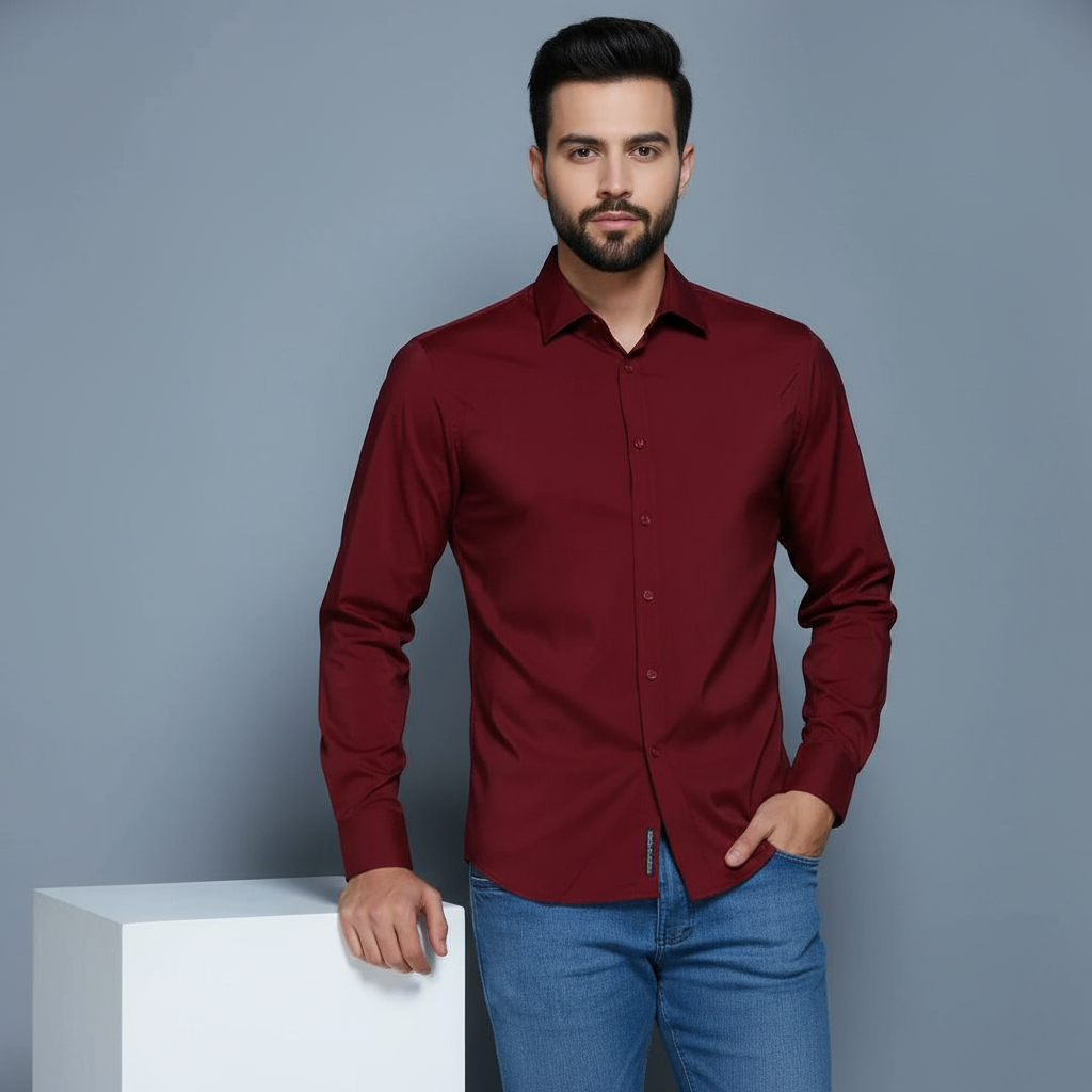 Camisa social lisa com elastano não amassa passa fácil Tamanho