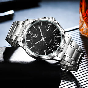 Relógio Masculino OPK Original – Esportivo em Aço Inoxidável Preto e Prata | À Prova D’Água, Luxo e Desempenho em um Só Acessório