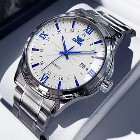 Relógio Masculino OPK Original – Esportivo em Aço Inoxidável Preto e Prata | À Prova D’Água, Luxo e Desempenho em um Só Acessório