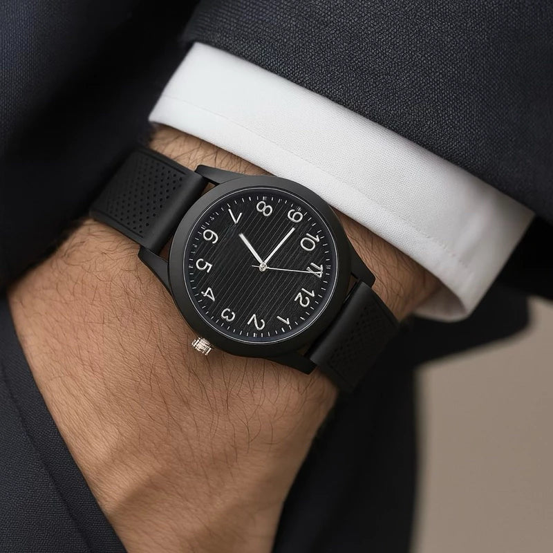 Relógio Social Minimalista – Analógico Unissex com Pulseira de Borracha | Estilo Simples, Confortável e Sofisticado