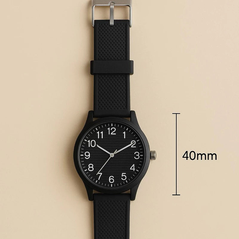 Relógio Social Minimalista – Analógico Unissex com Pulseira de Borracha | Estilo Simples, Confortável e Sofisticado