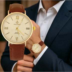 Relógio de Pulso Masculino Luxo – Quartzo Social Executivo com Pulseira de Couro | Unissex e À Prova D’Água