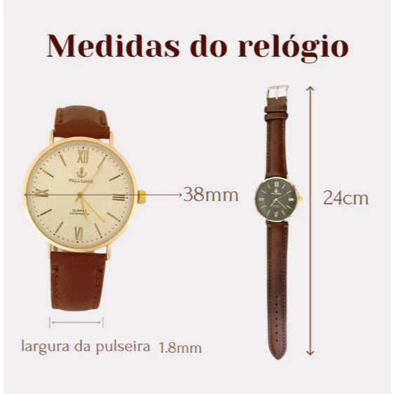 Relógio de Pulso Masculino Luxo – Quartzo Social Executivo com Pulseira de Couro | Unissex e À Prova D’Água