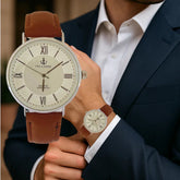 Relógio de Pulso Masculino Luxo – Quartzo Social Executivo com Pulseira de Couro | Unissex e À Prova D’Água