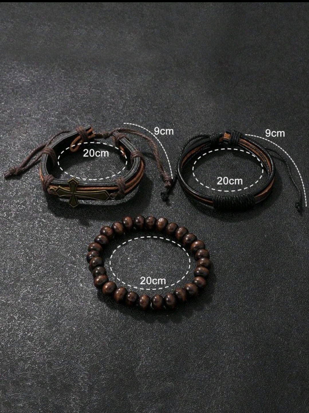 4 peças Relógio Quartz Casual Cruzado Marrom